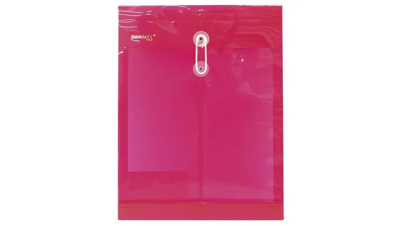 Sobre de Plástico con Rondana Tamaño Carta Vertical Rojo Transparente